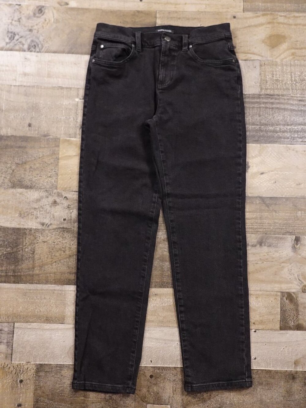 Eileen Fisher High‎ Waist Ankle Slim Jeans Women’s XS Black Stretch Denim